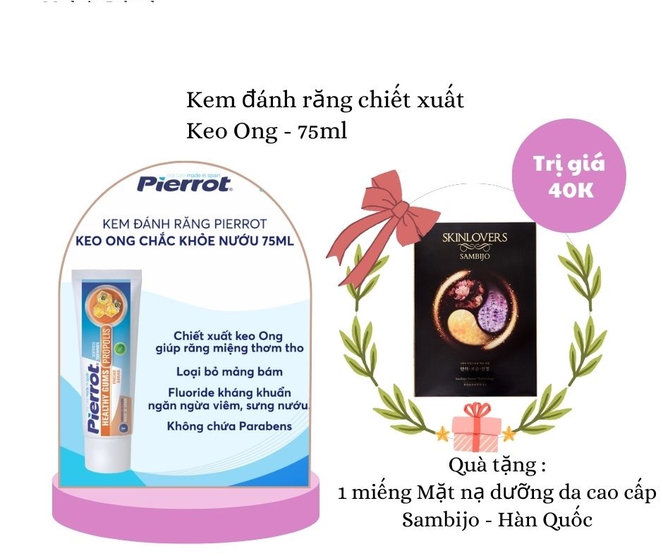 [Tặng 1 mặt nạ] Kem đánh răng Pierrot keo ong chắc khỏe nướu 75ML