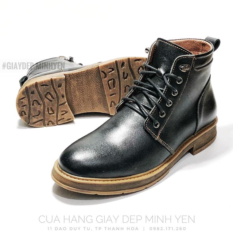 GIẦY CAO CỔ NAM ĐẾ ĐỐC - BỐT DA ĐEN ĐẾ VÀNG - BOOTS NAM