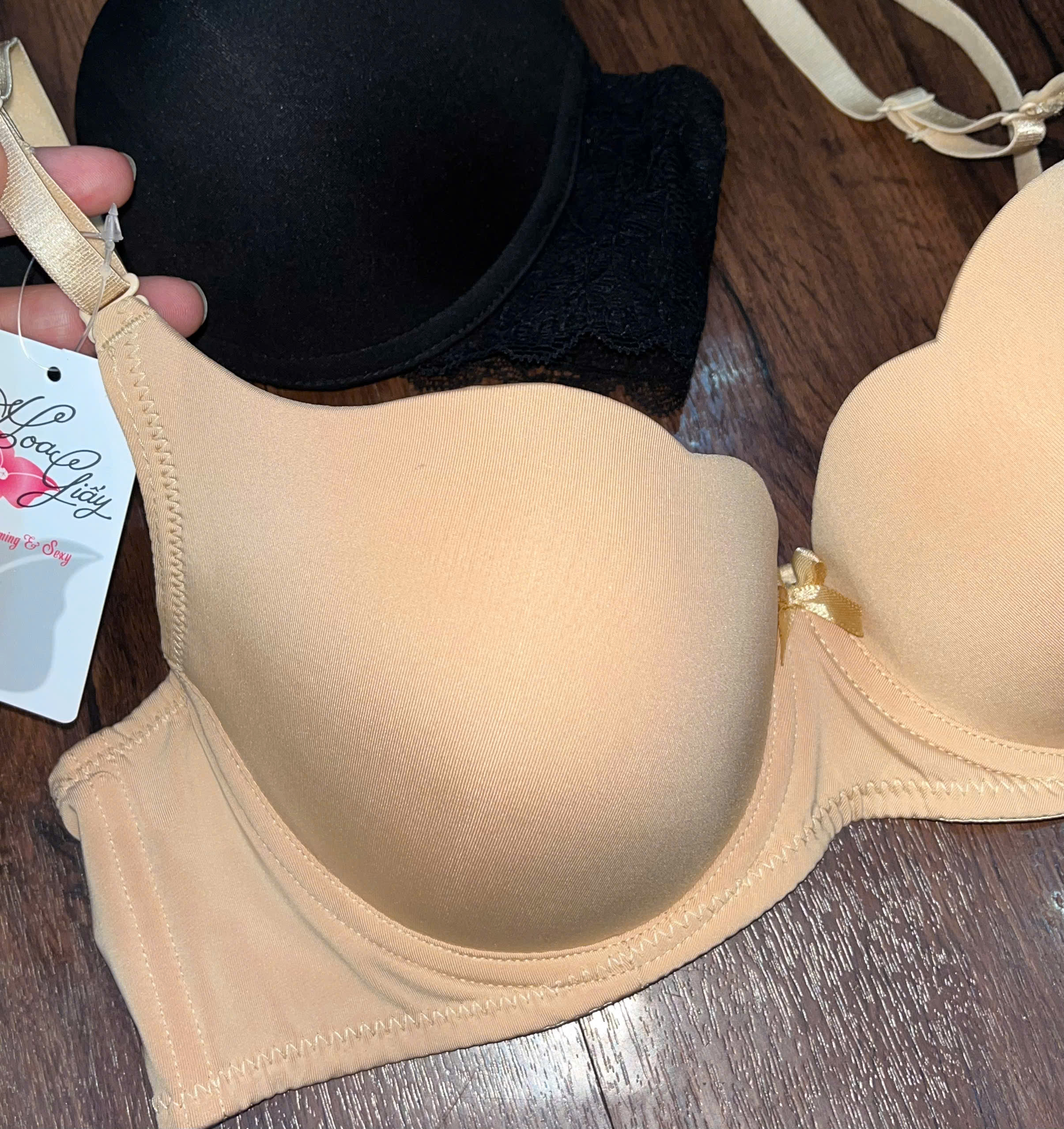 Áo Lót Hoa Giấy Trơn Mút Mỏng Có Gọng Bản 3/4 Form Nâng Ngực Đẹp