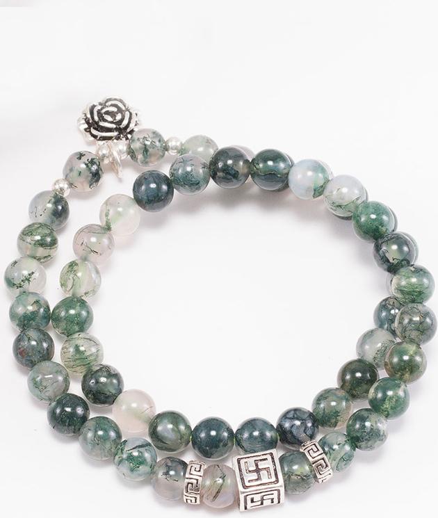 Vòng Tay 2 Line Băng Ngọc Thủy Tảo Phối Charm Bạc  Ngọc Quý Gemstones