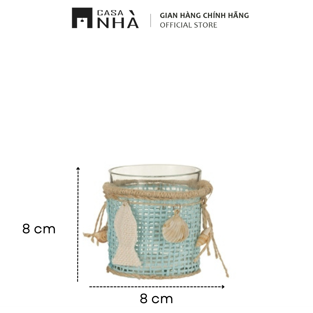 Cốc Đựng Nến Trang Trí Bằng Thủy Tinh - Họa Tiết Vỏ Sò Kèm Lưới  | Casanhà Home Furniture