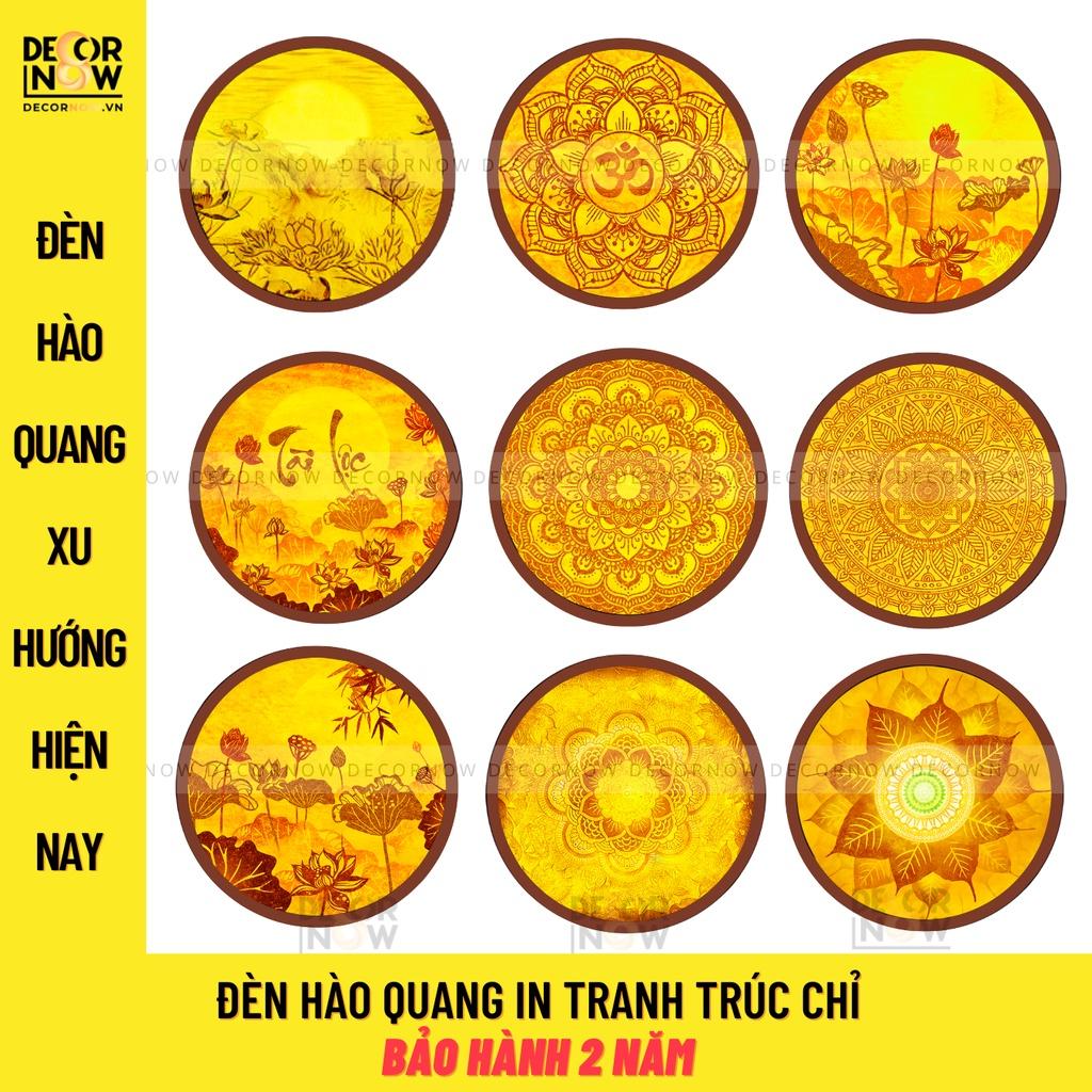 Đèn Hào Quang Phật In Tranh Trúc Chỉ DECORNOW 30 cm, Trang Trí Ban Thờ, Hào Quang Trúc Chỉ HOA SEN DCN-13