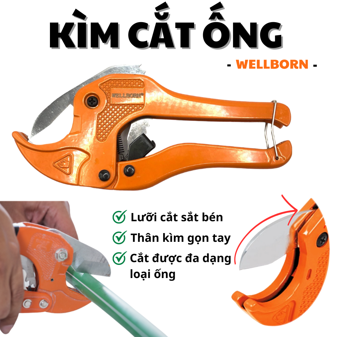 Dao cắt ống nhựa, Kìm cắt ống nhựa - Cắt được các loại ống nhưa mềm cứng khác nhau - Cắt kích thước ống tối đa 42mm - Cắt nhựa PVC - Nhựa PE - Plastic - Cầm chắc tay - Mẫu mã đẹp