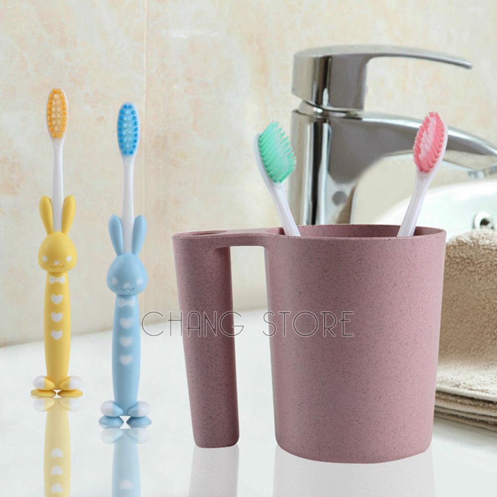 Set 4 Bàn Chải Lông Mềm Bảo Vệ Nướu Hình Thỏ Có Nắp Đậy Cho Bé