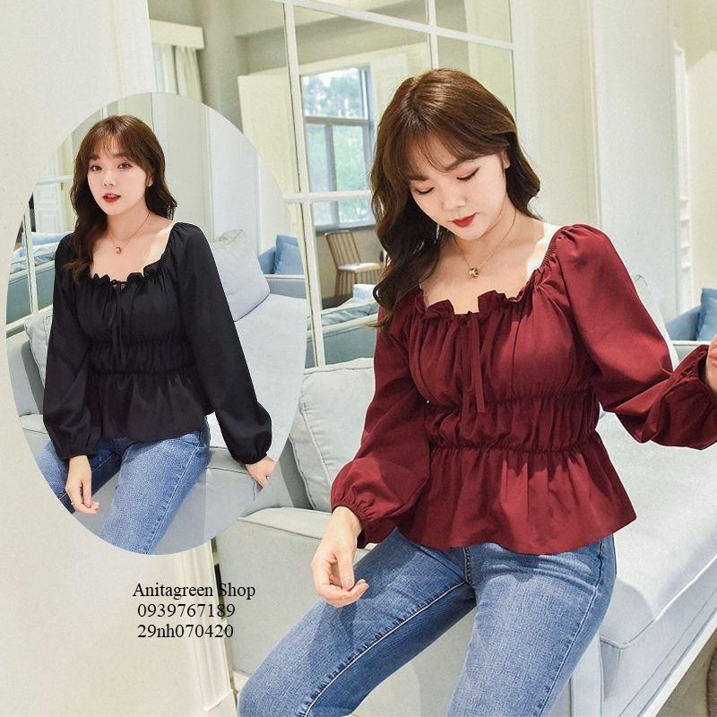 Nh070420-ÁO KIỂU NHÚNG EO TAY PHỒNG s-6xl