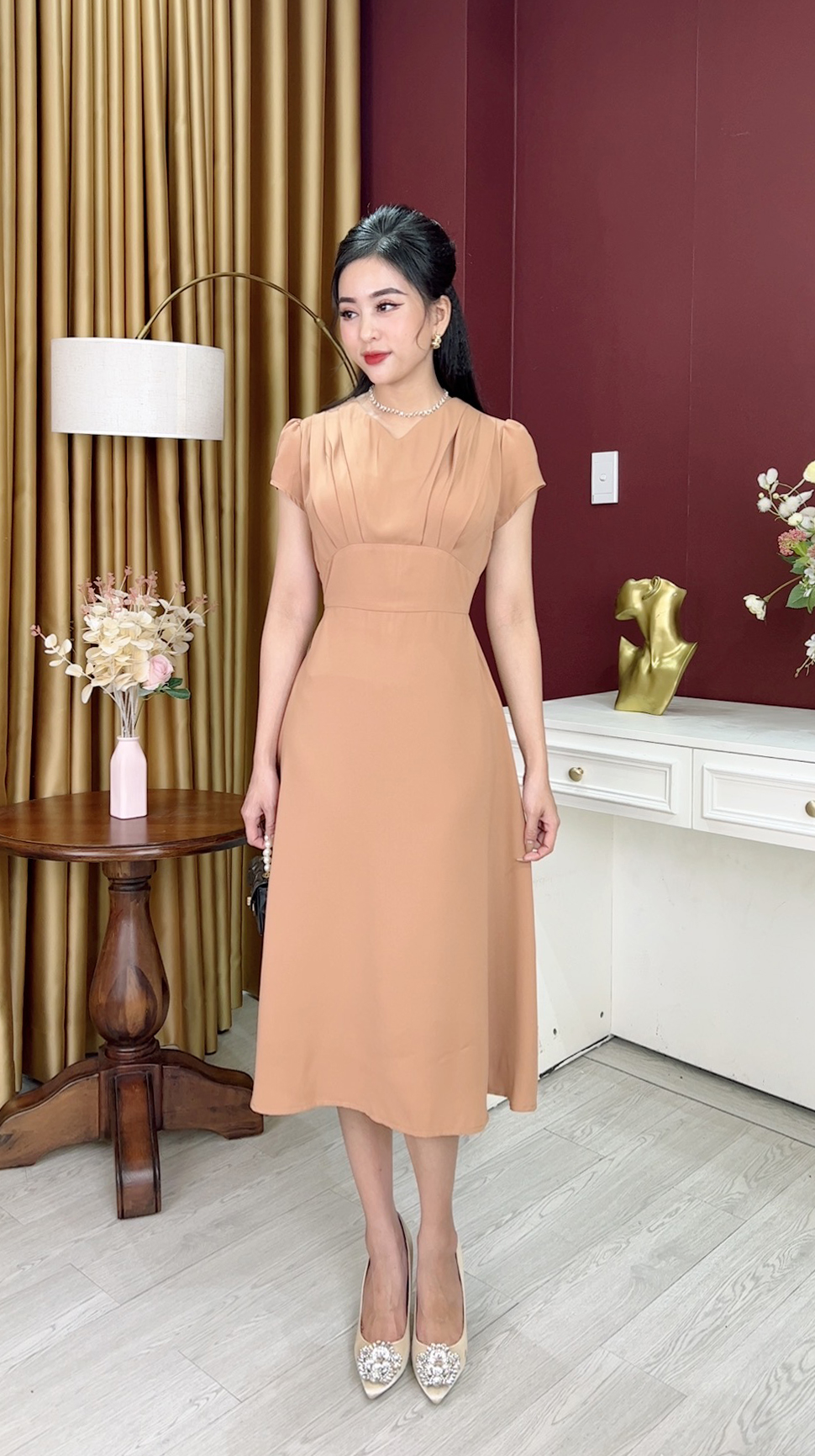 Đầm Trung Niên [ Linh Trà ] (TM 684) Bigsize Màu Sắc Trẻ Trung Tươi Sáng Họa Tiết Sang Trọng Đi Làm Đi Tiệc Cho Bà Cho Mẹ