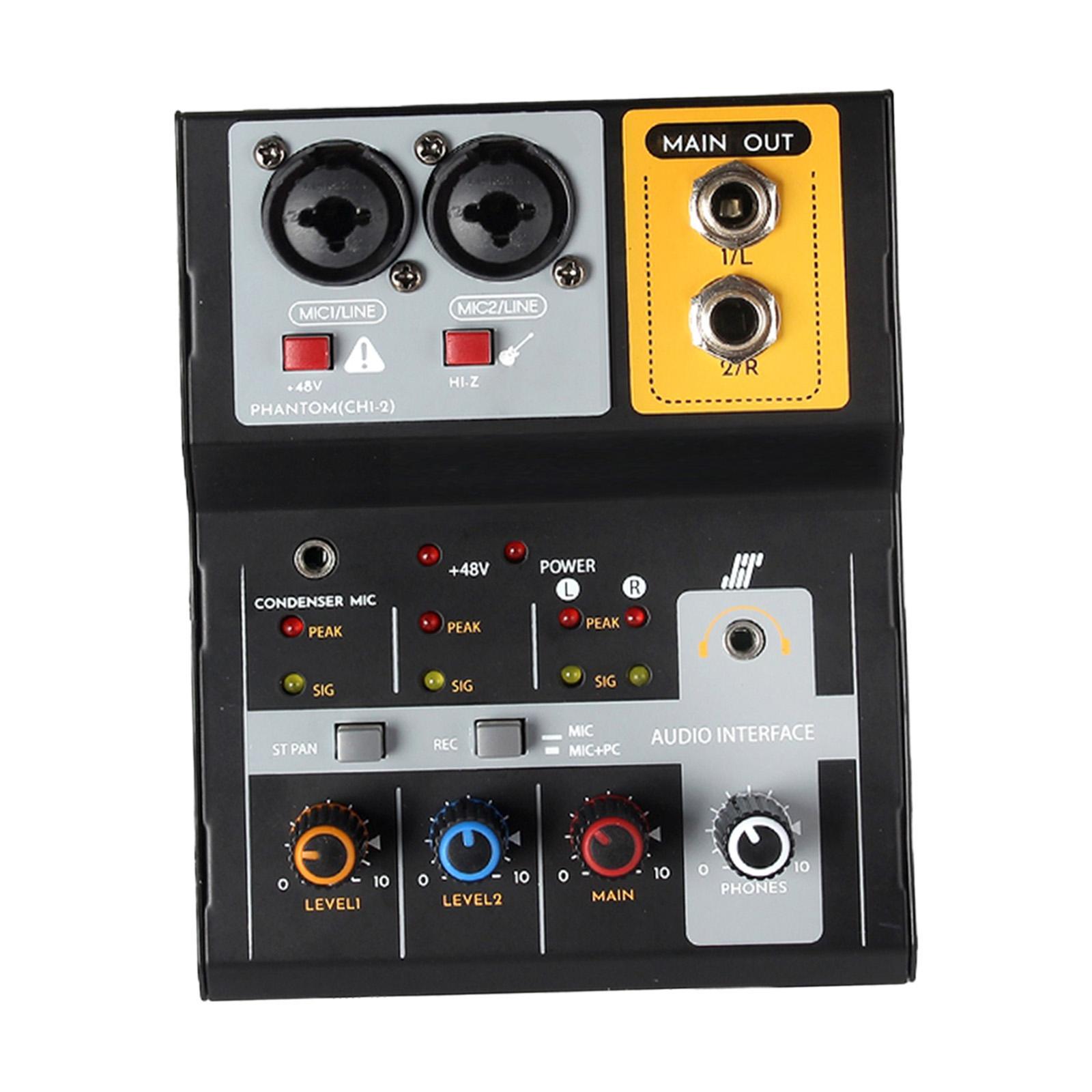 Mini Audio Mixer 48V Mini Sound Board Console for Live KTV