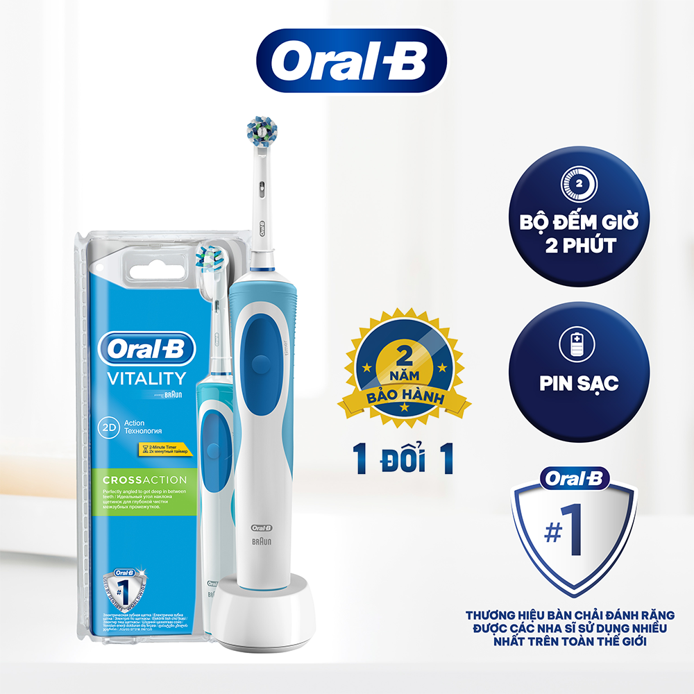 Bàn chải điện ORAL-B Vitality Cross Action Làm Sạch Từng Kẽ Răng