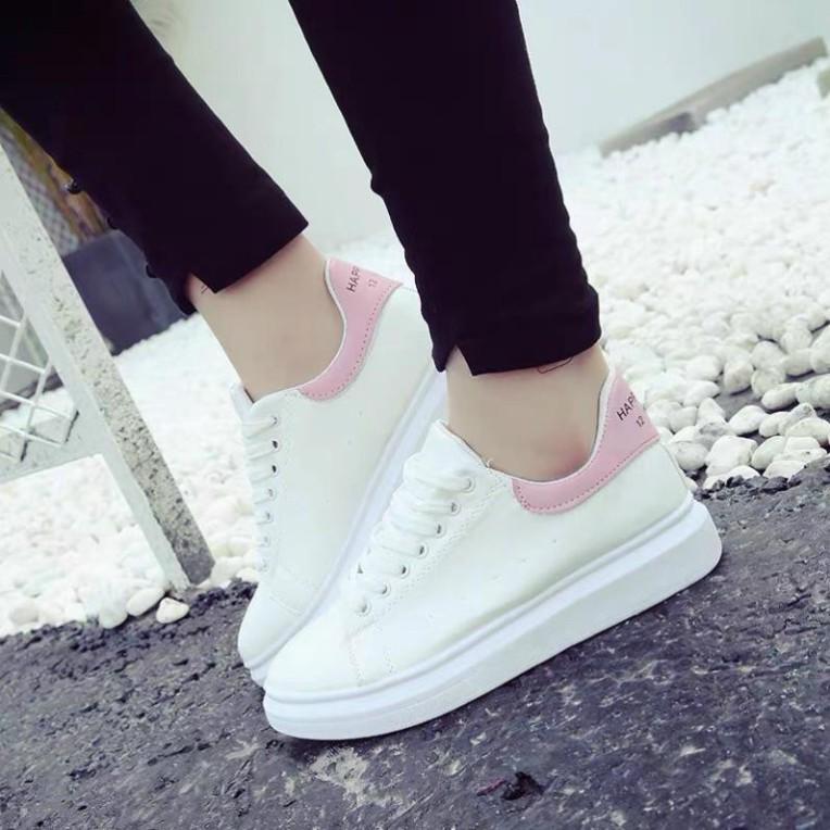 Giày Sneakers Nữ, Giày Thể Thao Nữ Giày Thể Thao McQueen Cao 3Cm Màu Trắng Phối- Hồng Hottrend Cá Tính Năng Độn