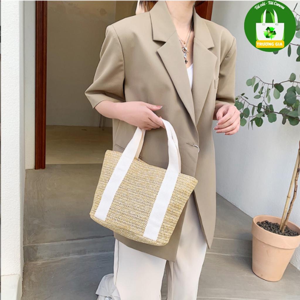 Túi Vải Dệt Vải Cói Rơm vải đay Cầm Tay thời trang 2022 Lucky Truong gia 04