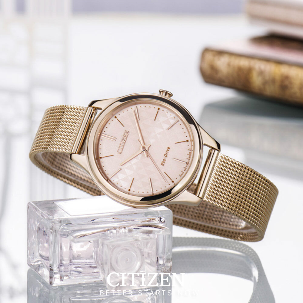 Đồng Hồ Nữ Citizen Dây Thép Không Gỉ EM0503-83X - Mặt Vàng Hồng