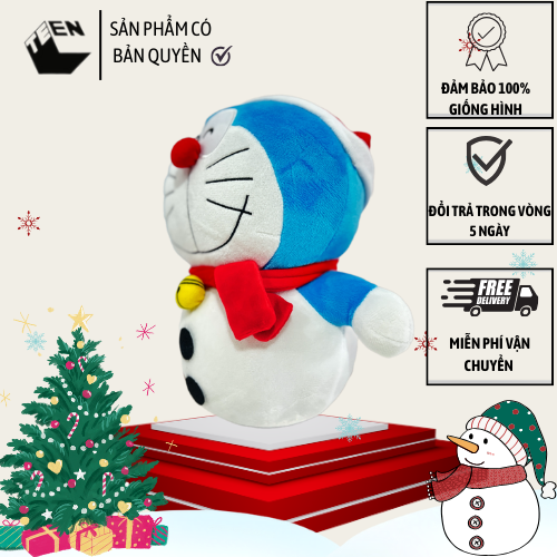 Thú bông Doraemon Người Tuyết phiên bản Giáng Sinh - Sản Phẩm Có Bản Quyền, Phân Phối Bởi Teenbox