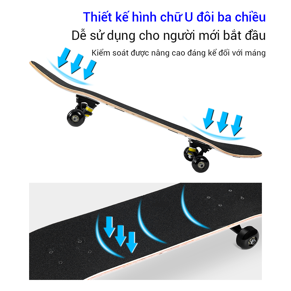 OneTwoFit Ván trượt Nam và Nữ Teen dành cho Ván trượt người lớn 7 lớp gỗ Phong  ván trượt thể thao