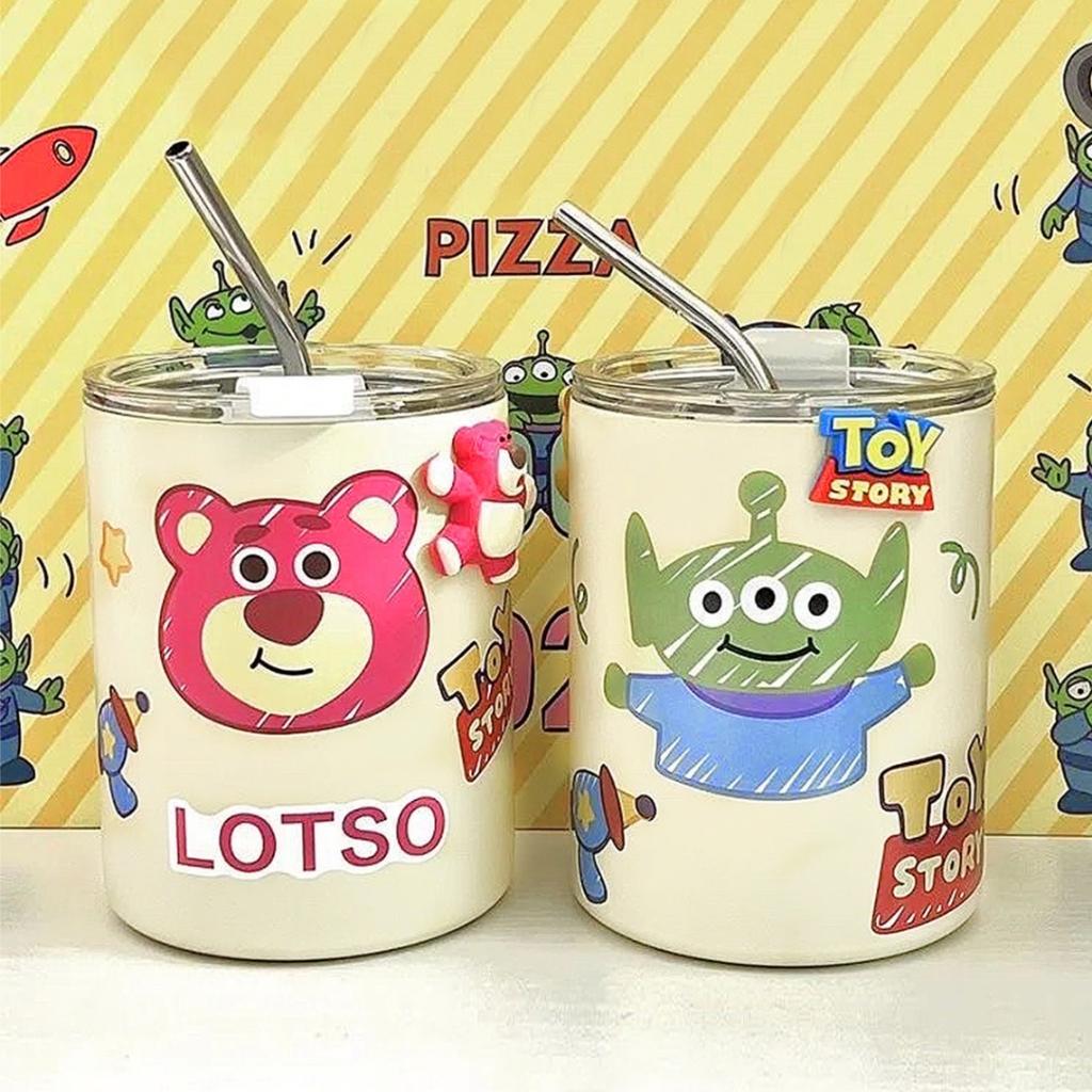 Ly Giữ Nhiệt Hoạt Hình Gấu Dâu Lotso, Ba Mắt Toy Story, Gấu Pooh Dung Tích 360Ml Thiết Kế Đẹp Mắt Dễ Thương Inox 304 Khô