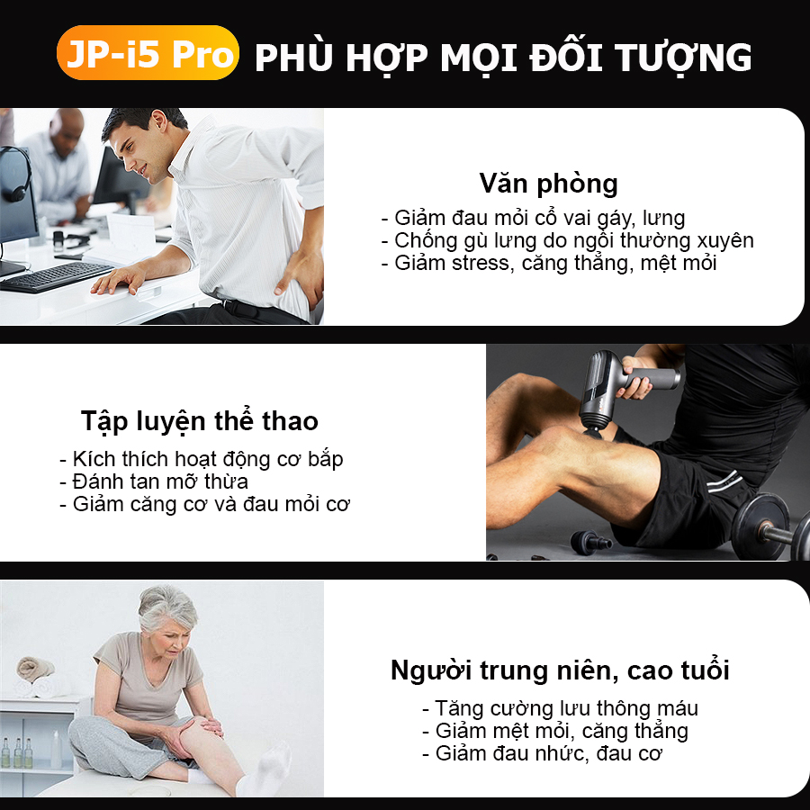 Súng massage toàn thân OKACHI LUXURY JP-i5 Pro (Viền đen)