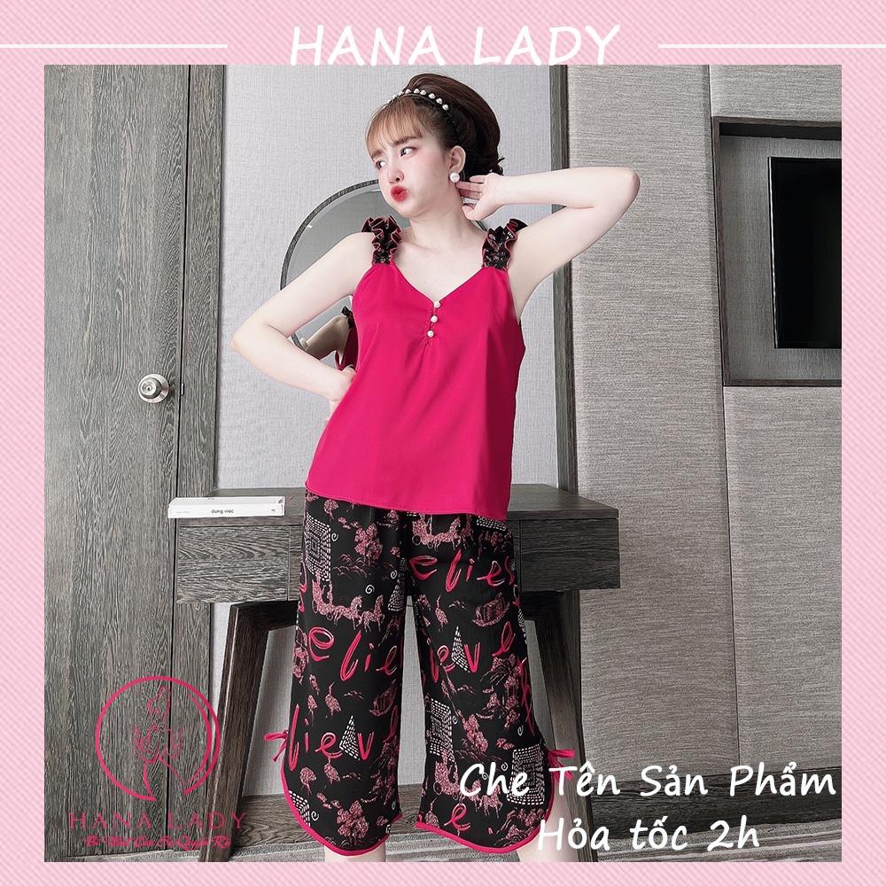 Bộ ngủ hai dây nữ - Pijama lụa mặc nhà họa tiết đáng yêu VN479