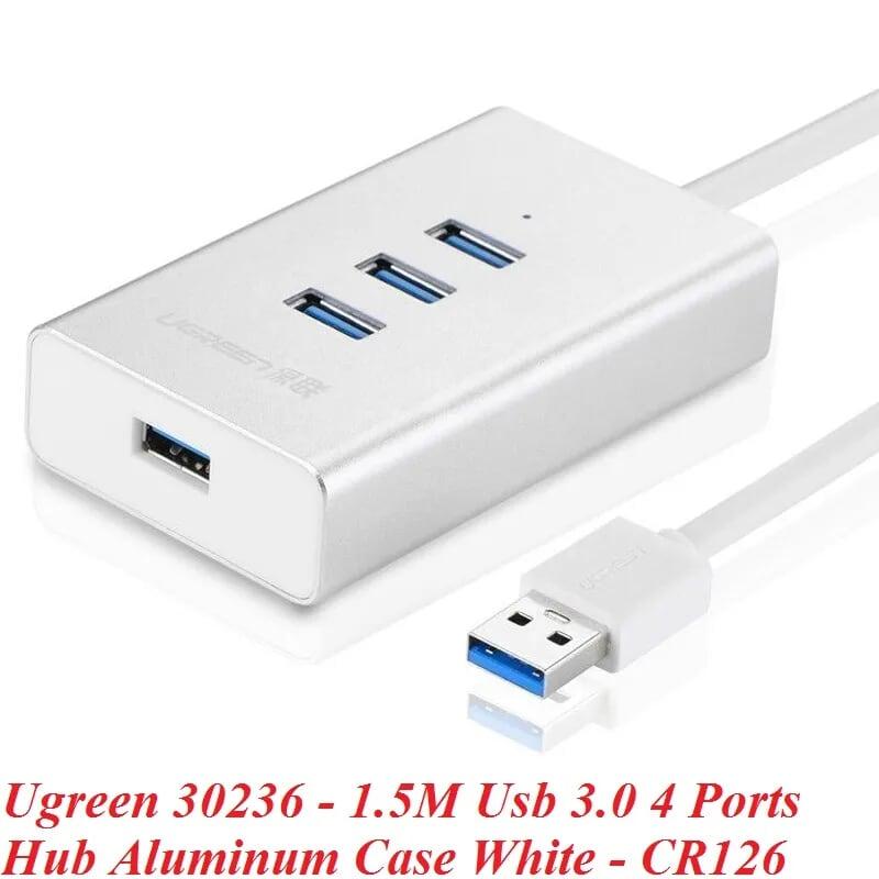 Ugreen UG30236CR126TK 1.5M Màu Trắng Bộ chia Hub USB 3.0 ra 4 cổng usb 3.0 cao cấp - HÀNG CHÍNH HÃNG