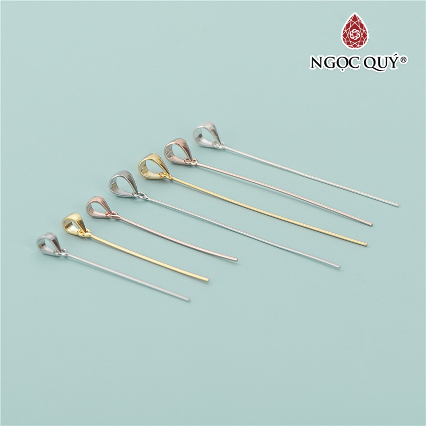 Charm bạc móc khoen dài móc mặt dây chuyền - Ngọc Quý Gemstones