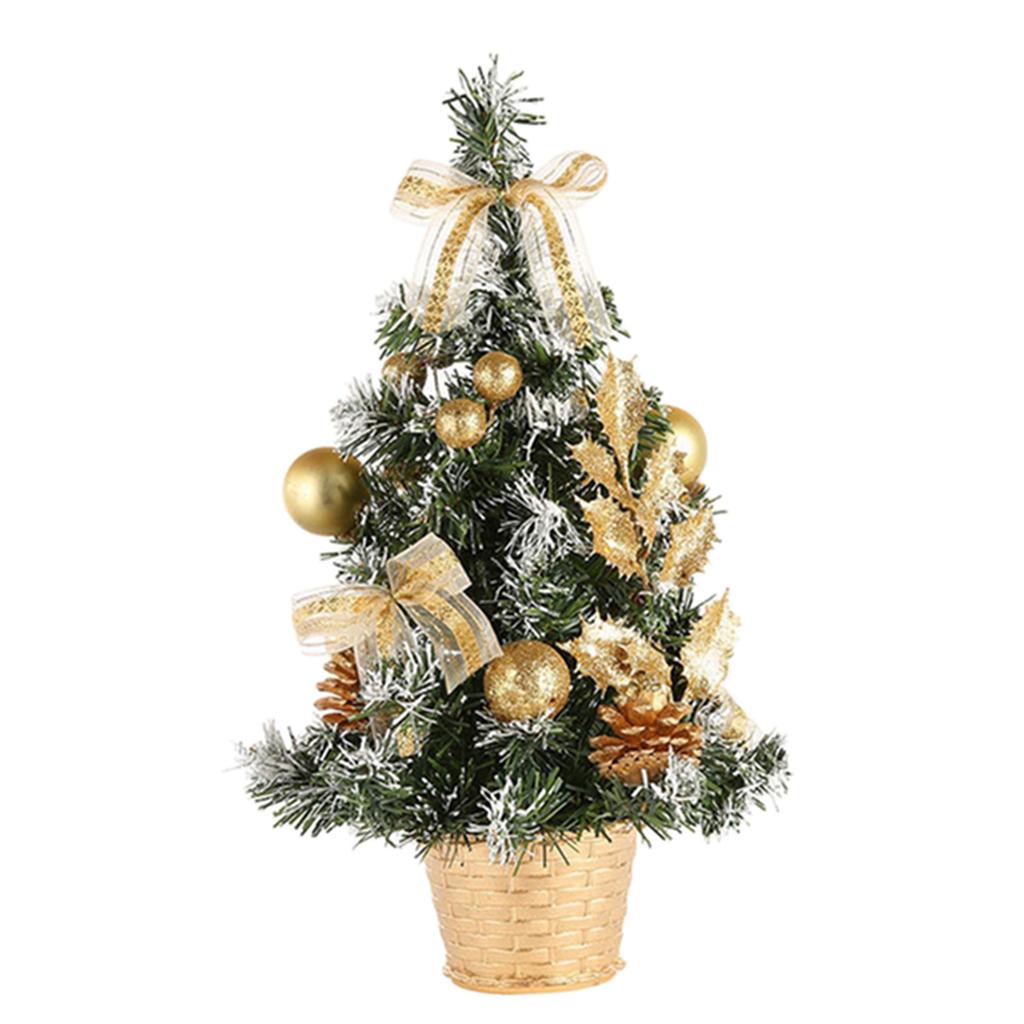 6inch High Tabletop Christmas Tree Mini Xmas Tree with Ornaments Golden