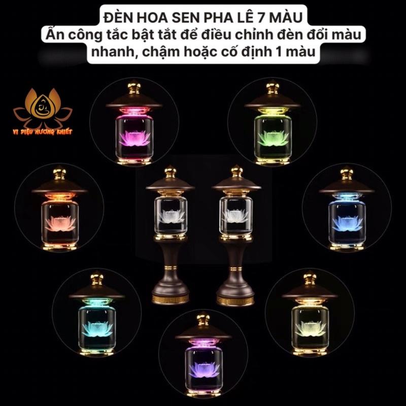 CẶP 2 CÂY ĐÈN LED HOA SEN PHA LÊ THỜ CÚNG TRANG TRÍ