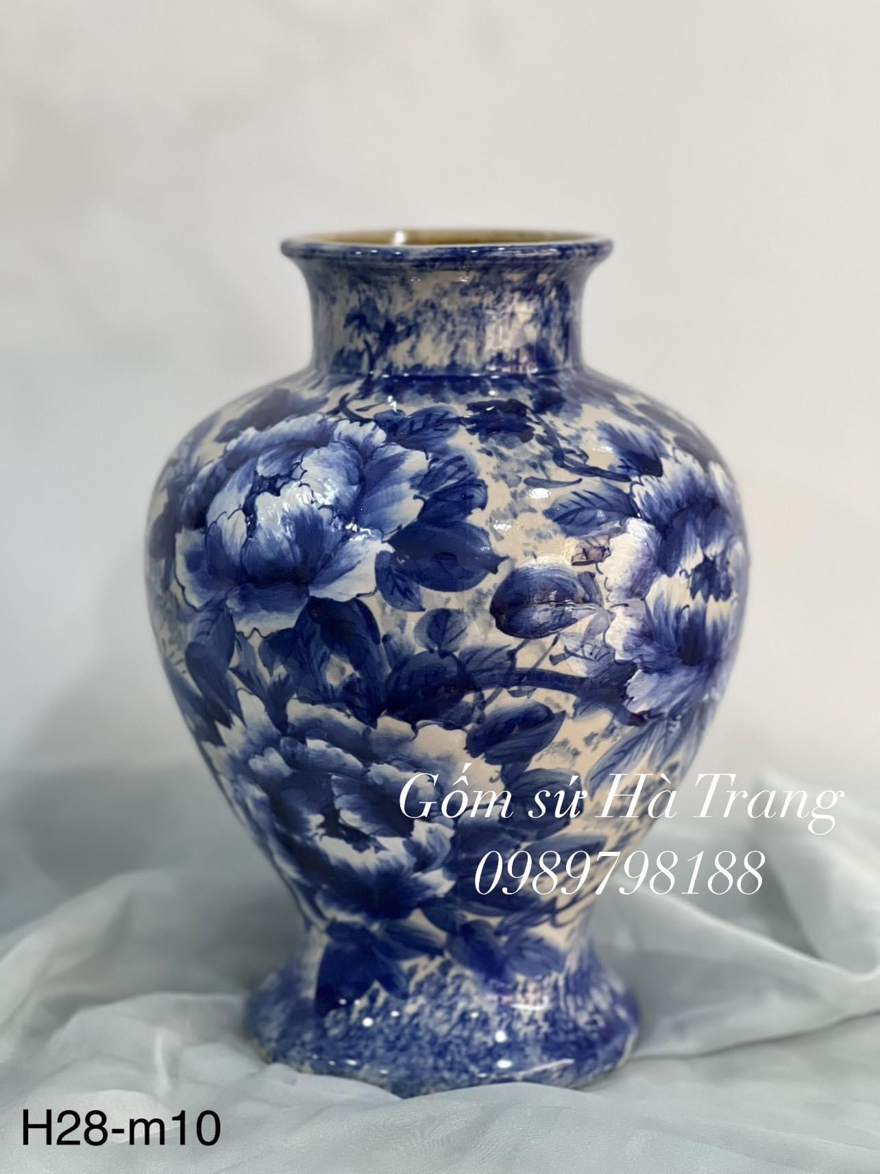 Lọ hoa gốm sứ Bát Tràng cao cấp vẽ tay cao 28cm
