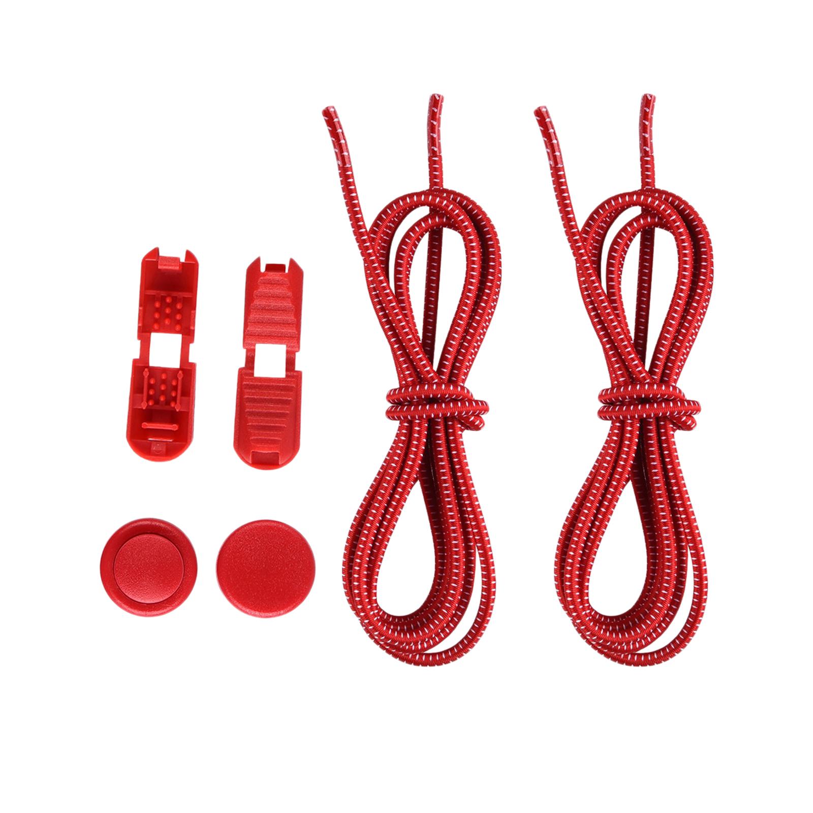 No Tie Elastic Shoelaces Lock Laces Fastening Shoe Strings Red