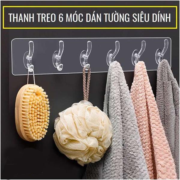 Thanh treo đồ dán tường 6 móc