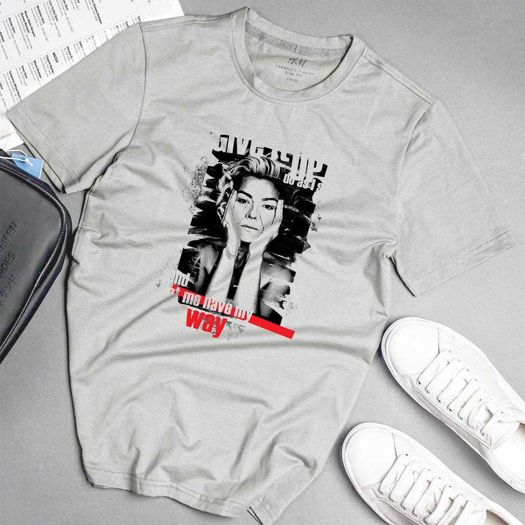 Áo phông nam cô gái phong cách unisex màu xám