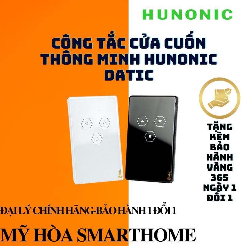 Công Tắc Cửa Cuốn Thông Minh Hunonic Datic Trắng-Đen-Đóng Mở Từ Xa-Hẹn Giờ-Điều Khiển Giọng Nói-Hàng Chính Hãng