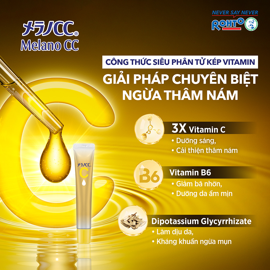 Tinh chất vitamin C dưỡng trắng, mờ thâm cao cấp Melano CC Premium Whitening Essence 20ml