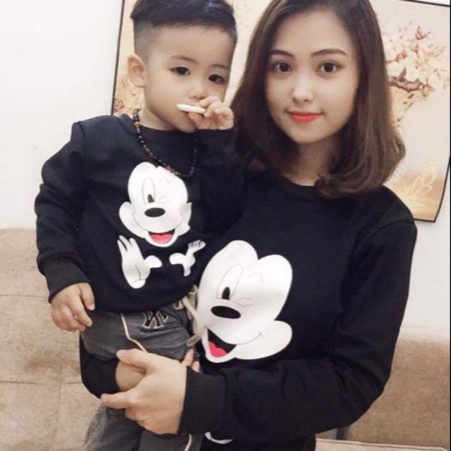 Áo nỉ sweater Mikey mẹ bé trai bé gái chất mịn đẹp mặc êm hàng bao đẹp loại 1