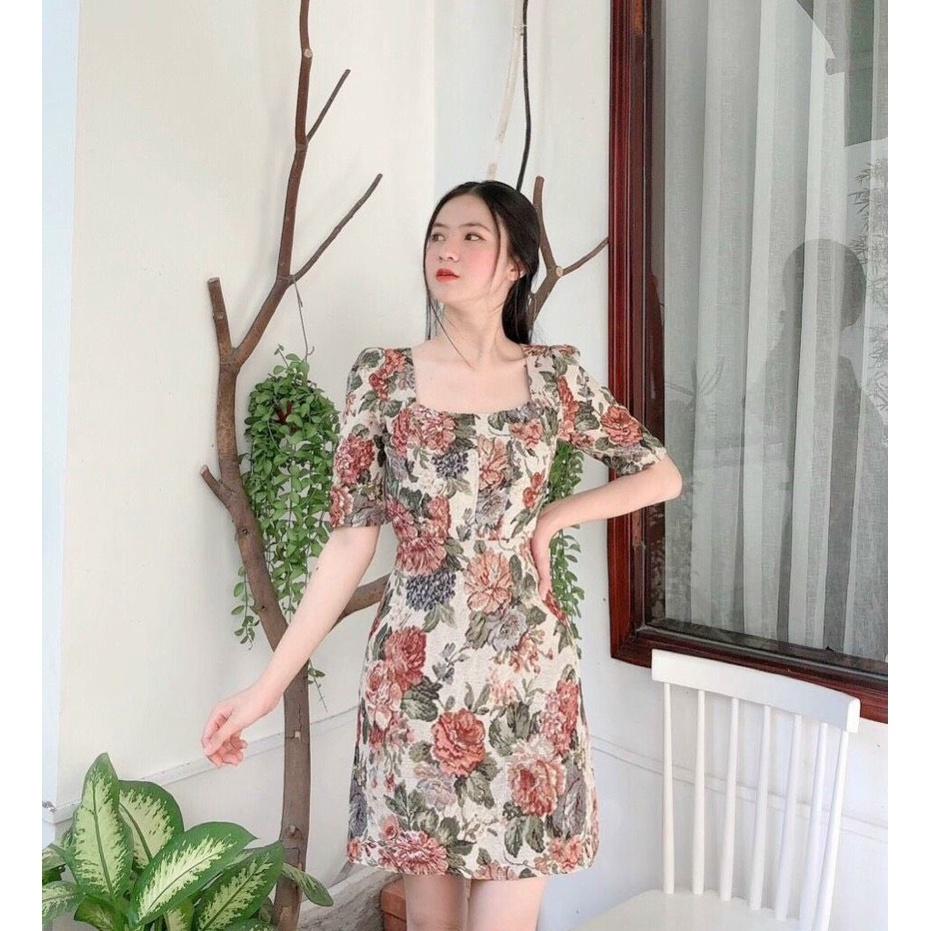 Đầm Gấm Hoa Màu Sắc Nhẹ Nhàng