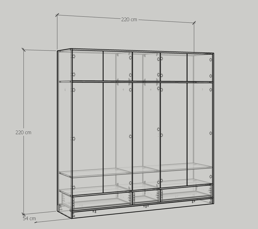 [Happy Home Furniture] ELEGANT, Tủ quần áo 2m2x2m2 , 220cm x 54cm x 220cm ( DxRxC), TCM_046