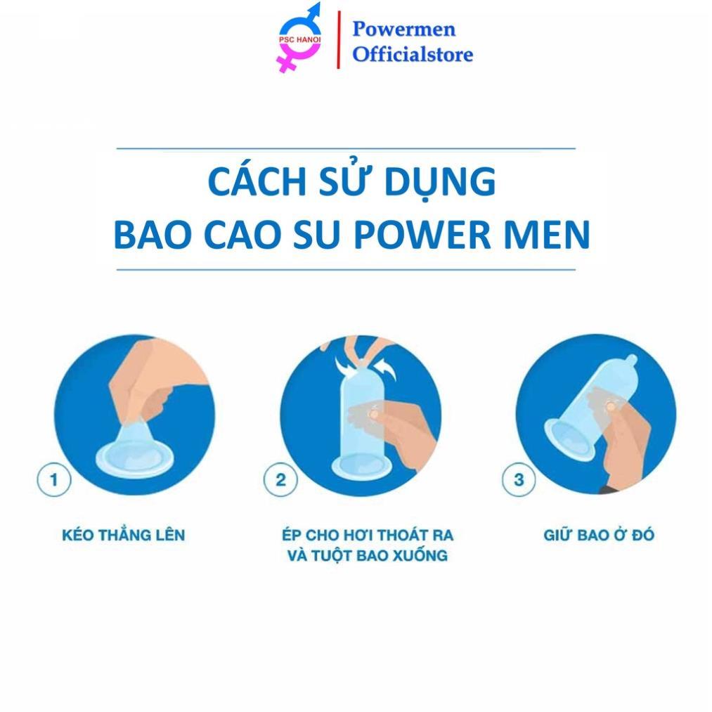 Bao cao su POWER MEN TIGHTER & CLOSER siêu mỏng thiết kế dáng ôm khít 3D chống tuột size nhỏ 49mm hộp 12 chiếc