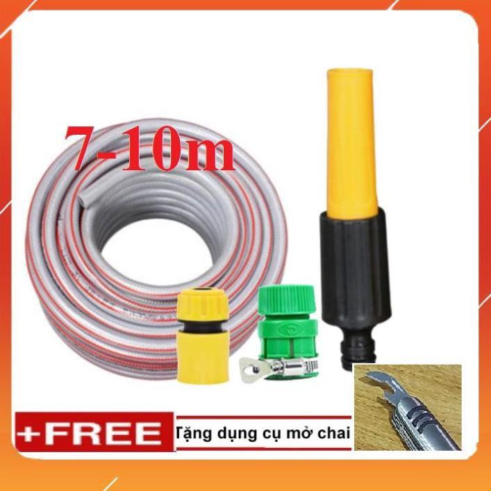 Bộ dây vòi xịt bơm nước tưới rửa , tăng áp 3 lần, loại 7m, 10m 206622-5 cút sập, + mở chai