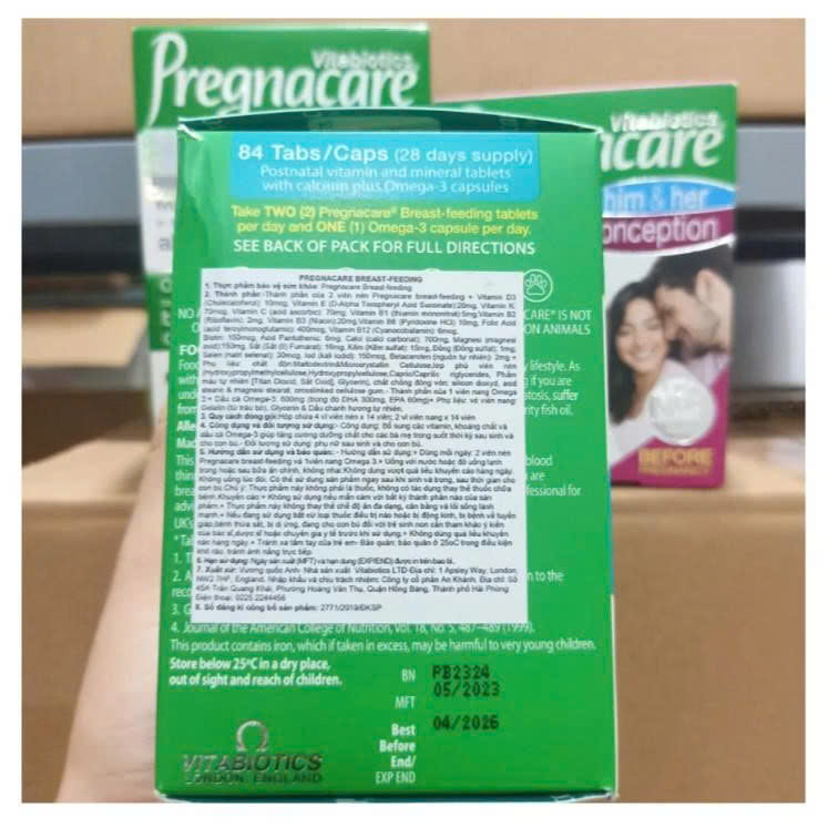 Viên uống Vitamin tổng hợp cho phụ nữ sau sinh Vitabiotics PREGNACARE Breast-feeding 84 Viên