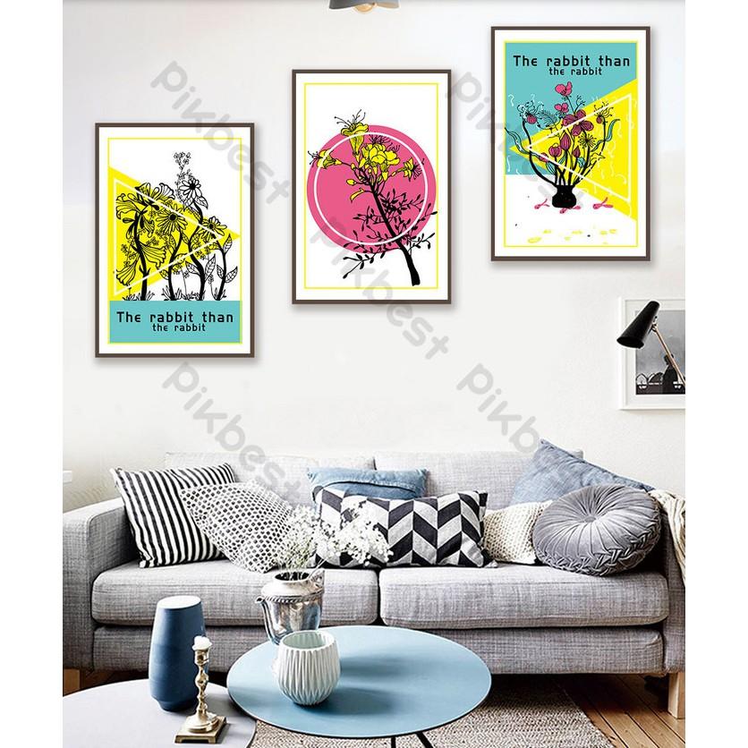 Combo 3 tranh dán tường 3d, hoa tươi trang trí phòng khách phòng ngủ hiện đại MS748333