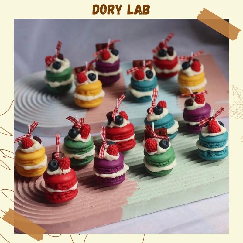 Set Nến Thơm 4 Bánh Macaron Mini Mix Topping Kèm Hộp Quà Bã Mía - Dory Lab