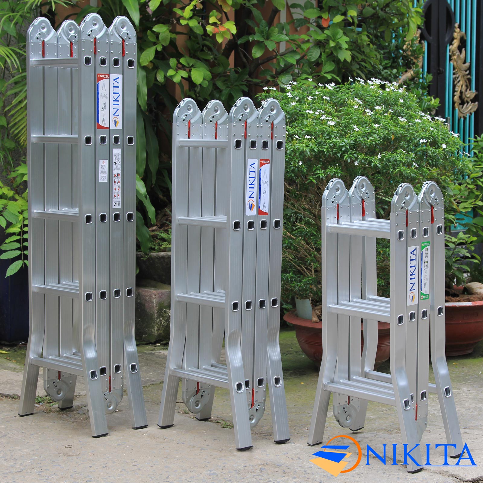 Thang Nhôm Gấp 4 Khúc Nikita NKT-A34 Chân Choãi - Hàng Chính Hãng - Công Nghệ Nhật Bản - Tiêu Chuẩn Châu Âu -