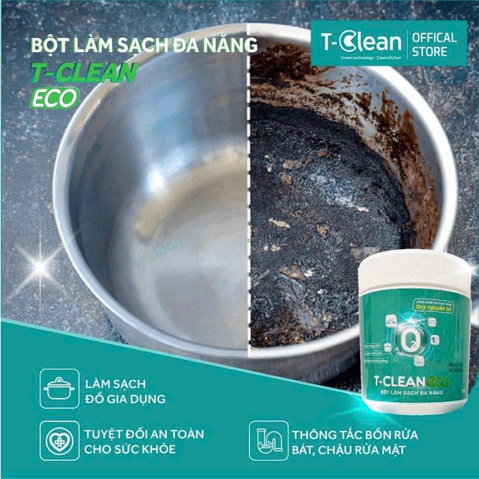 Bột Làm Sạch Đa Năng T-Clean 500gr - Tẩy Ố Vàng - Bẩn Trên Nhiều Bề Mặt - Đá - Gỗ - Quần Áo