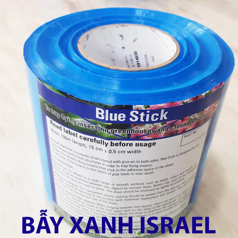 (Combo 20 mét) Keo dính Màu Xanh nhập khẩu Israel Blue Trap dùng Diệt Bọ Trĩ (con bù lạch) gây hại nông nghiệp và hiệu lực keo trên 8 tháng chịu mưa nắng và nước tưới