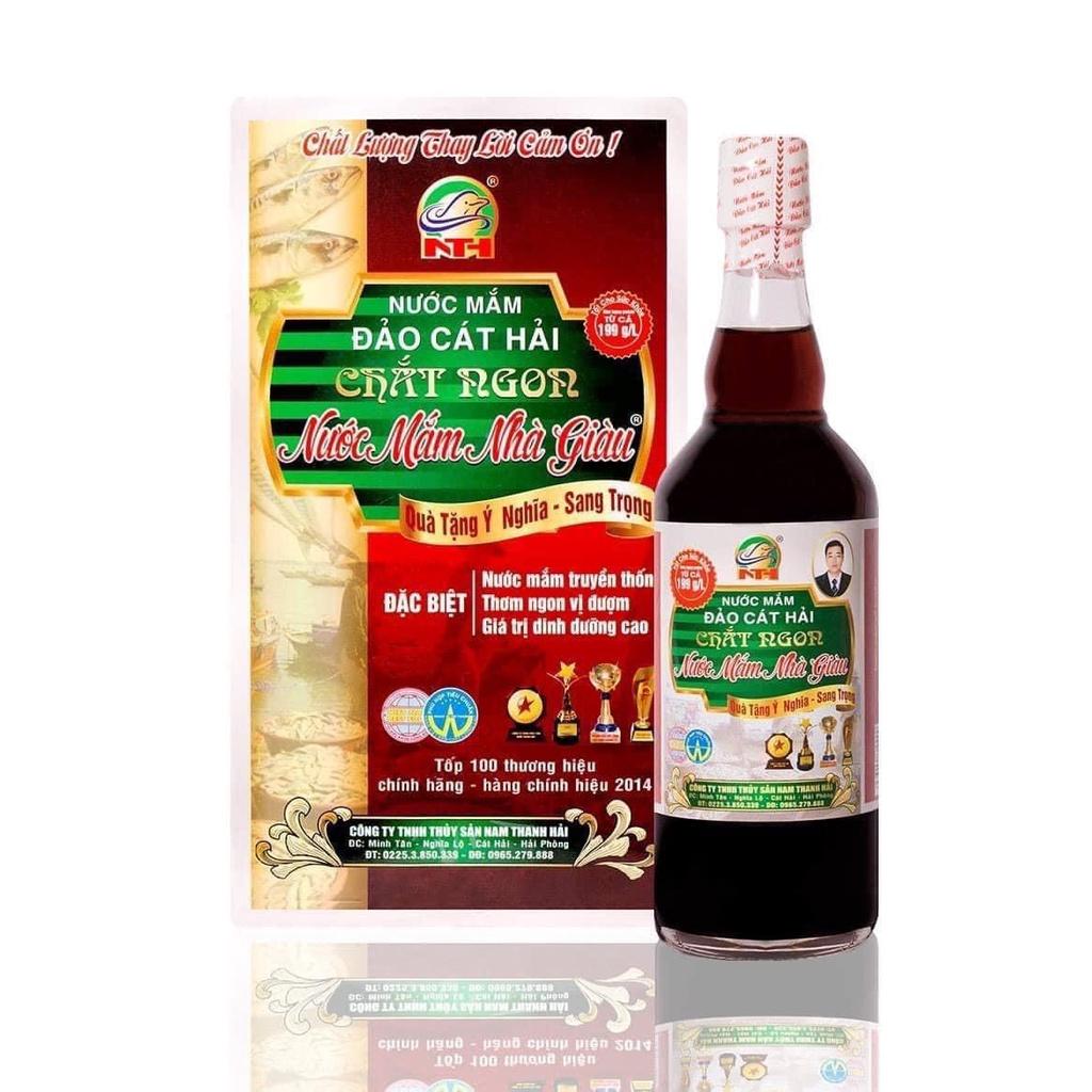 Hộp 4 chai Nước Mắm Chắt Ngon Nhà Giàu độ đạm cao, dung tích 500ml/chai