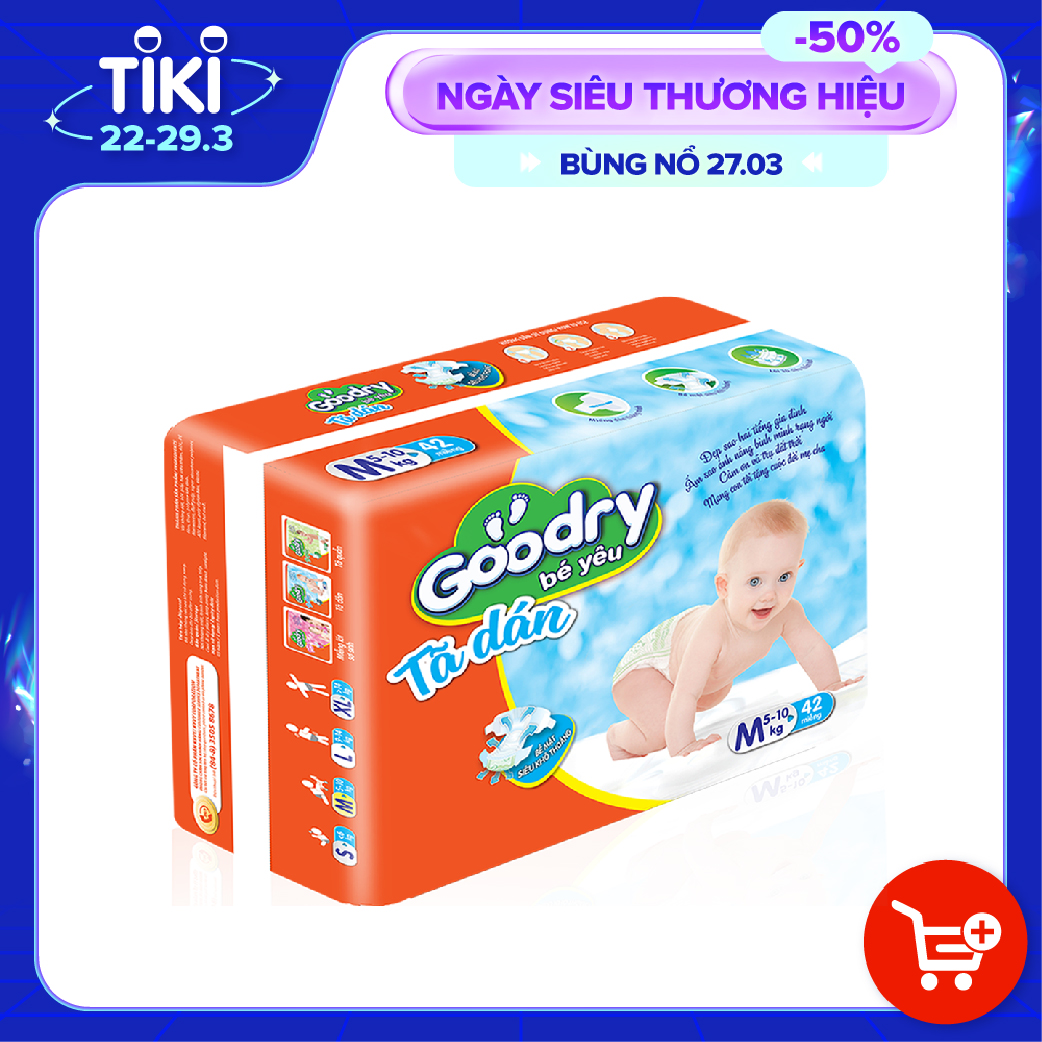 Tã dán Goodry size M42 công nghệ Nhật Bản màng đáy thoáng khí