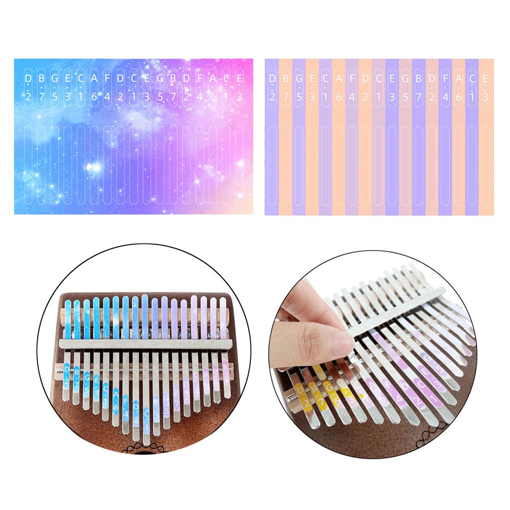 2Pc Kalimba 17 Key Note Sticker For Beginner Learner Musical Gifts Stripe