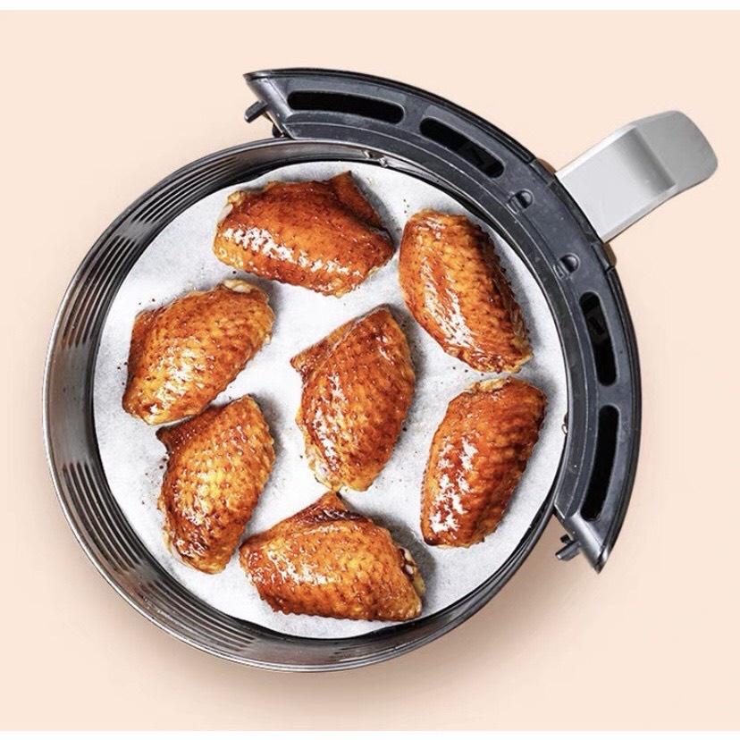 Set 100 tờ giấy nến đục lỗ dùng cho nồi chiên không dầu, xửng hấp bánh