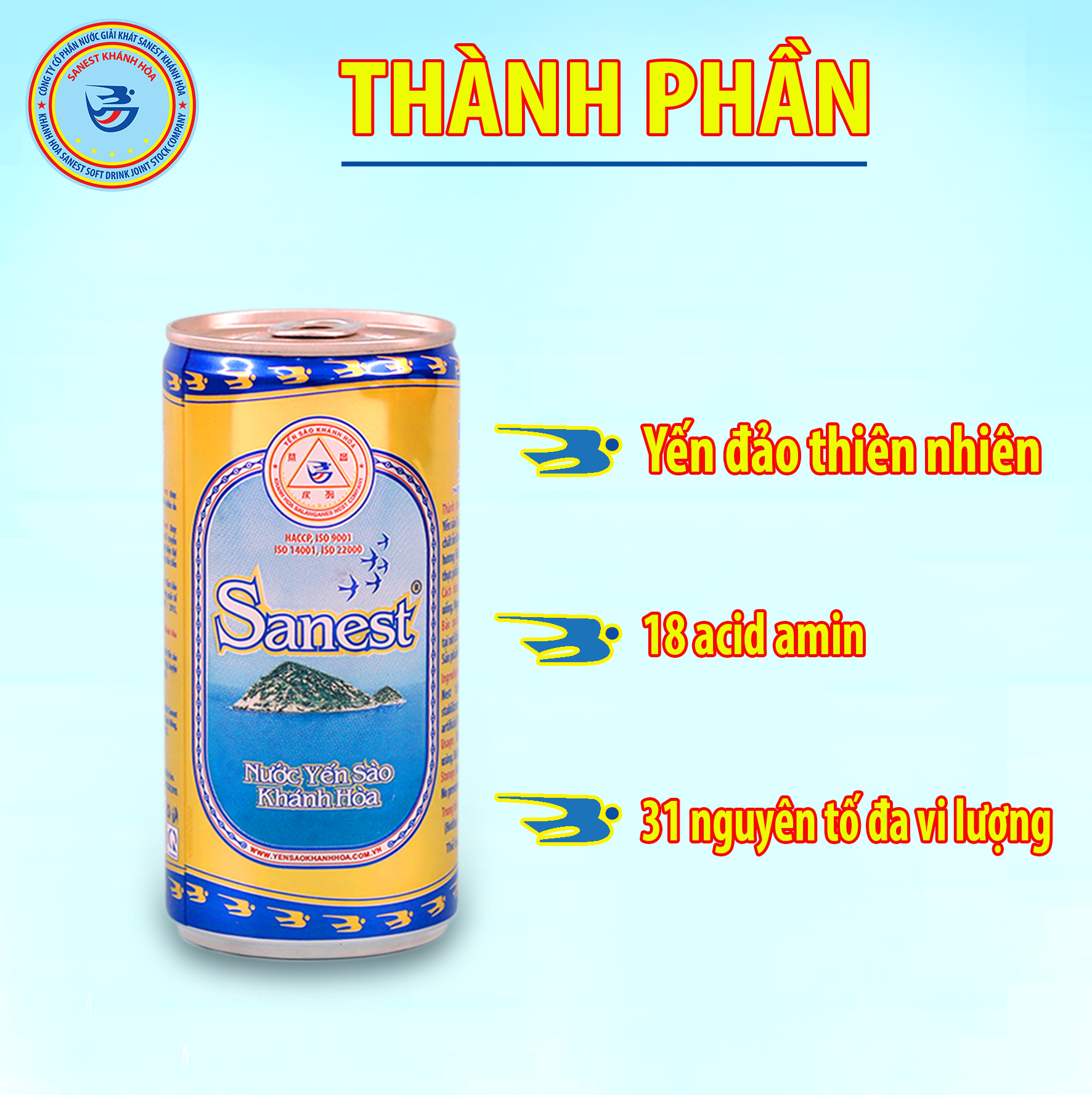 Thùng 30 lon Nước Yến sào Khánh Hòa Sanest Xuân - Đóng lon 190ml