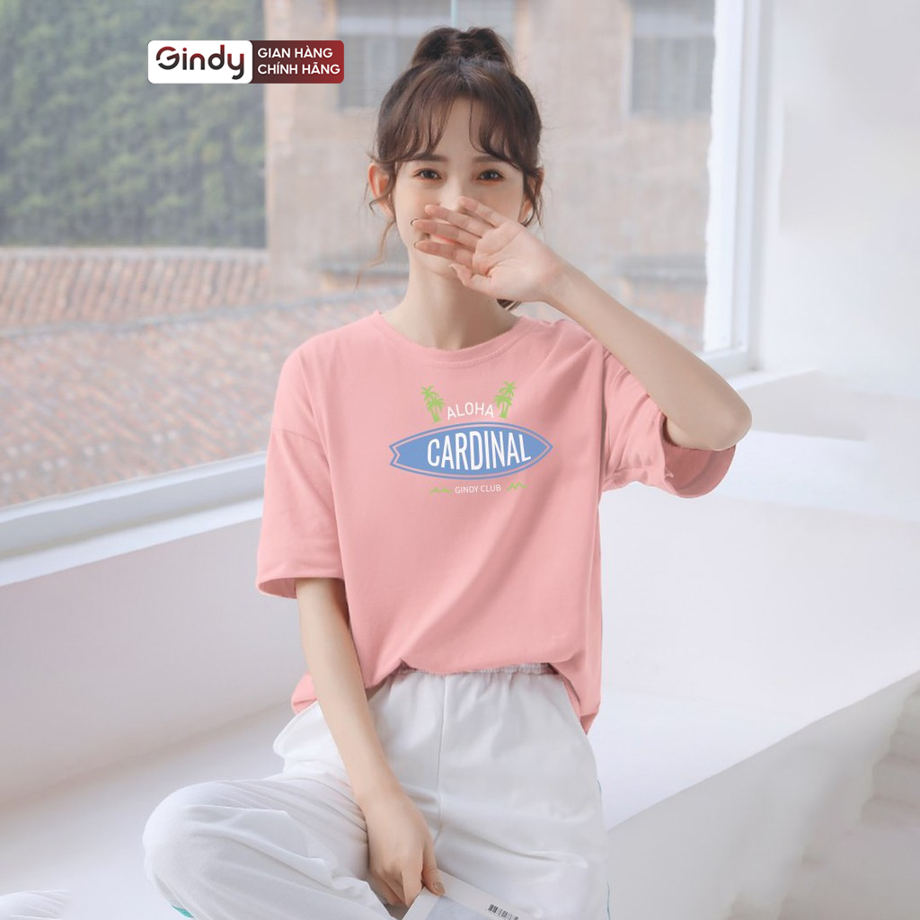 Áo thun tay nữ lỡ form rộng phông vải cotton mát co giãn unisex Aloha local brand GINDY A6131