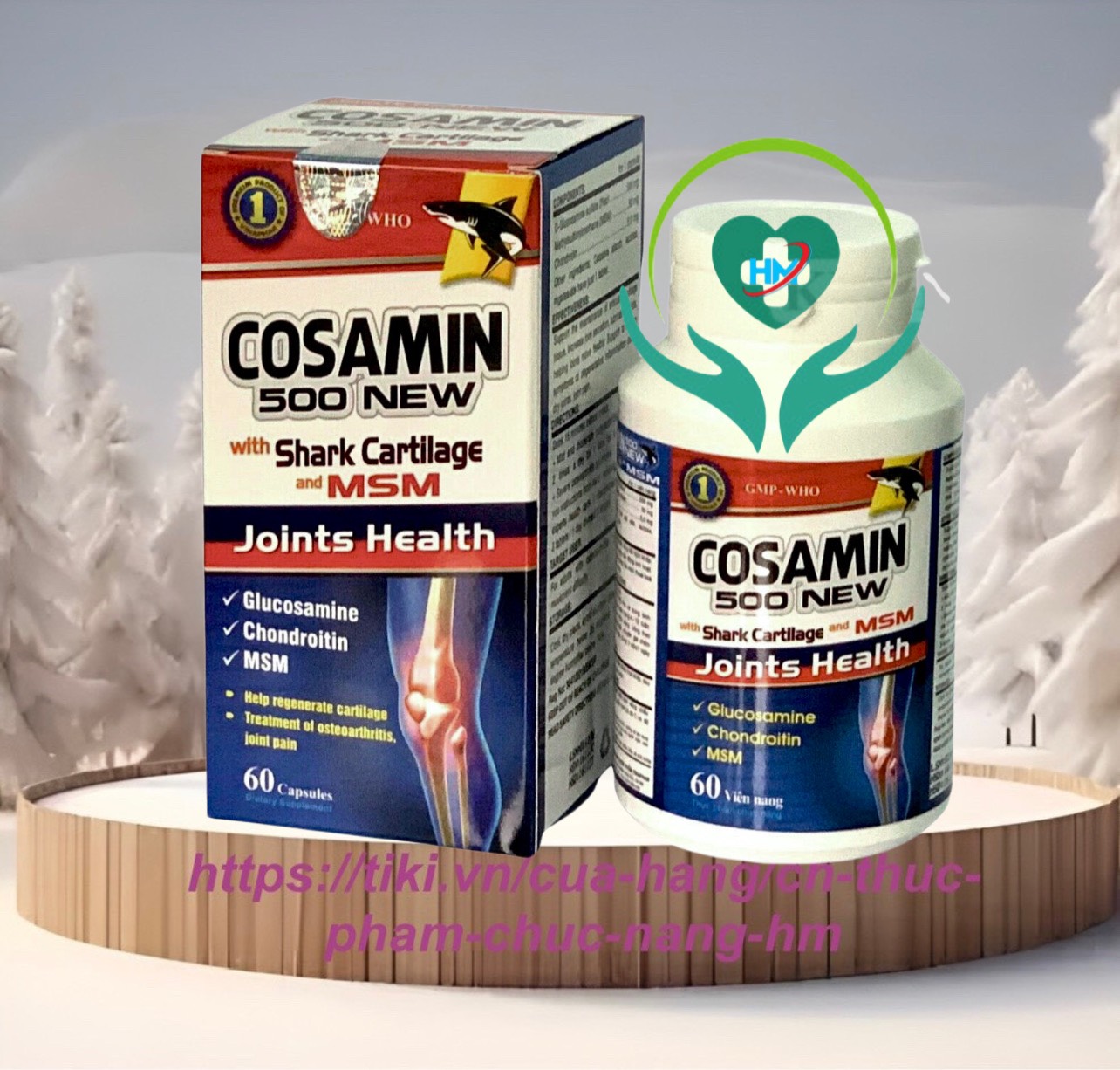 COSAMIN 500 NEW with Shark cartilage and MSM Vinaphar 60 viên -Tăng Tiết Dịch Khớp,Mô Sụn,Thoái Hóa Khớp