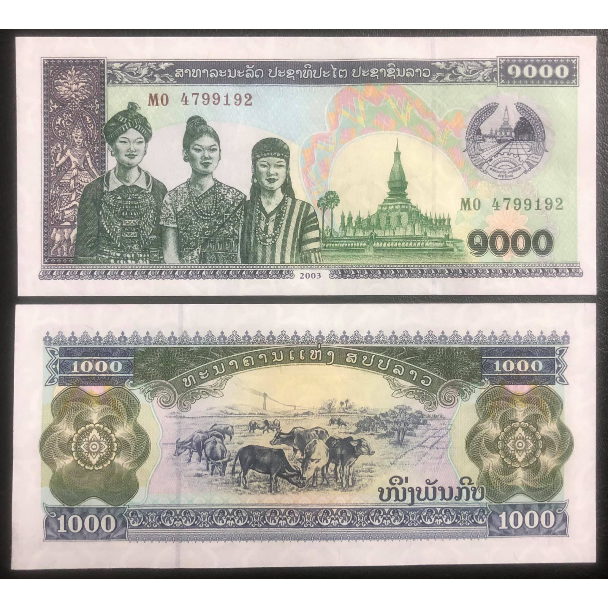 Tờ con Trâu của Lào 1000 kips sưu tầm