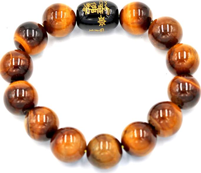Vòng tay chuỗi hạt đá mắt hổ 14 ly Thái tuế phù DTTD28
